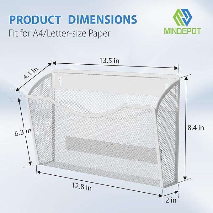 MINDEPOT Magnetic Wall File Organizer, Hanging File Holder, 3 Pack, Powerful - Image 3