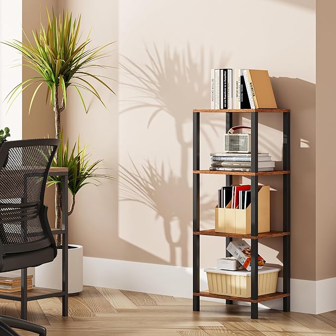 TUTOTAK Bookshelf, 4-Tier Small Narrow Book Shelf by ChoosetutotakFurnitureBuildYourCozyHome