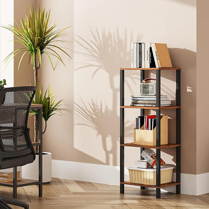TUTOTAK Bookshelf, 4-Tier Small Narrow Book Shelf by ChoosetutotakFurnitureBuildYourCozyHome