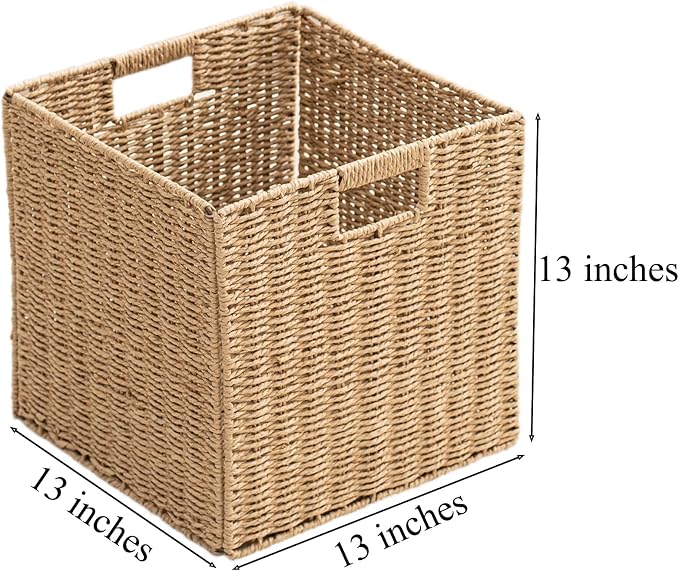 Handwoven Paper Woven Cube Basket Organizer - Image 2