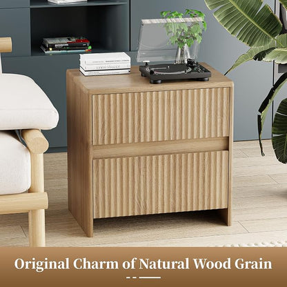 Fluted Nightstand, Oak Modern Night Stand - Image 3
