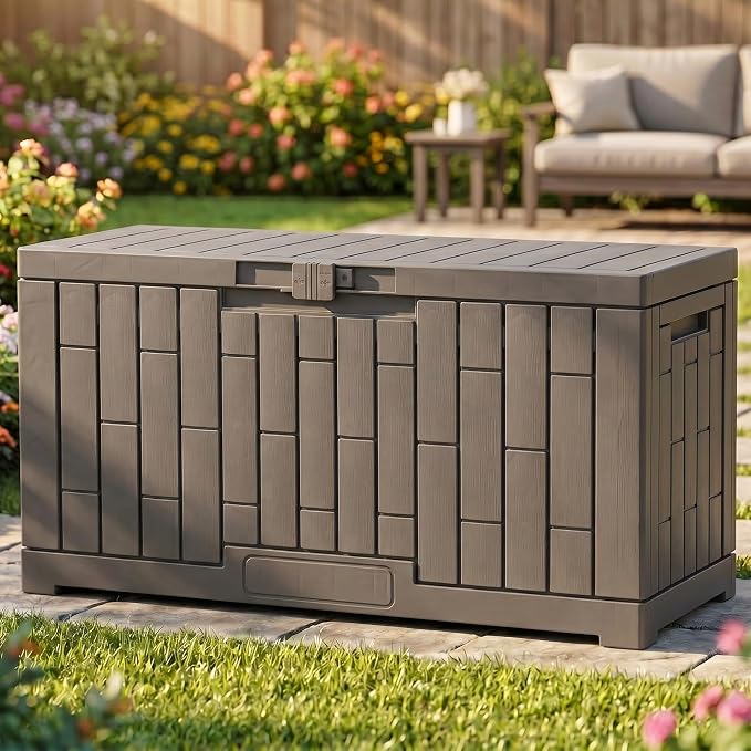 YITAHOME 60 Gallon Resin Deck Box, Weather Resistant Outdoor Rattan Storage Box by YITAHOME