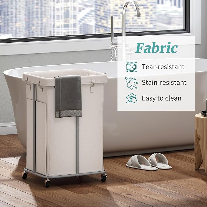 155L Laundry Hamper with Wheels, Rolling Laundry Basket with Metal Frame and - Image 9