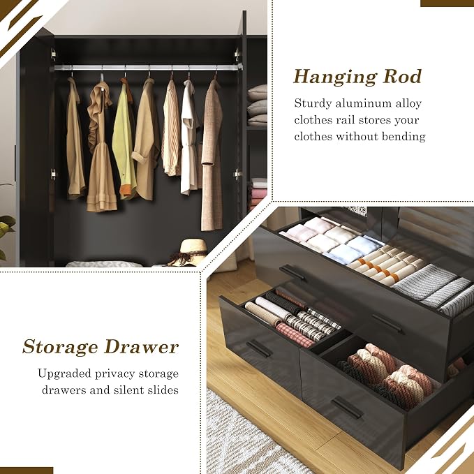 jiteentarou 3 Door Armoire Wardrobe Closet Cabinet - Image 7