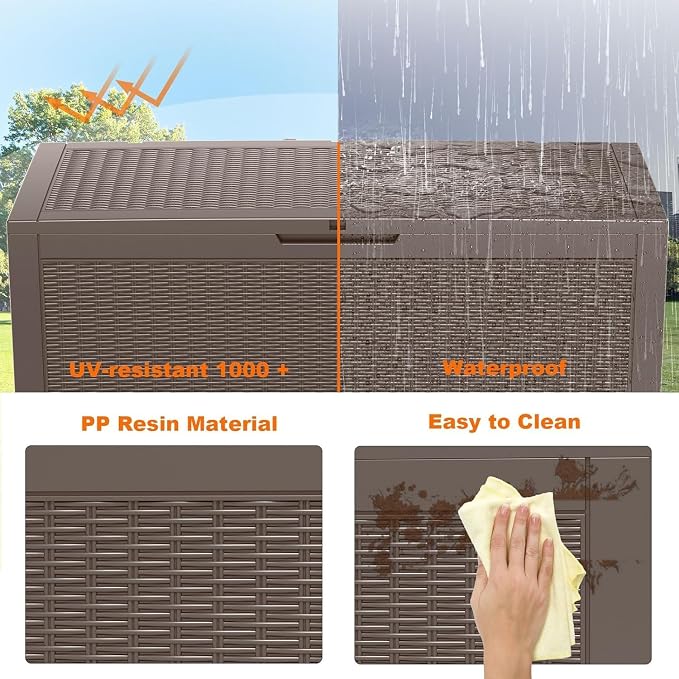 ROJIK 110 Gallon Deck Boxes Outdoor Waterproof, Weatherproof Outdoor Storage - Image 8