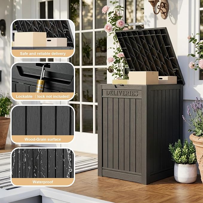 EasyUp 56 Gallon Deck Boxes Outdoor Waterproof, Resin Outside Storage Box - Image 3