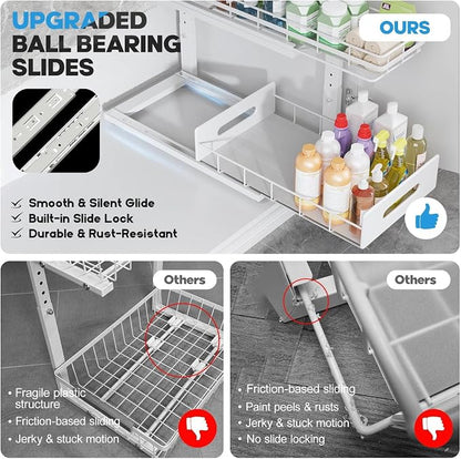 Under Sink Organizer Upgrade To Professional Rails, 2-Tier Dual Pull Out - Image 3