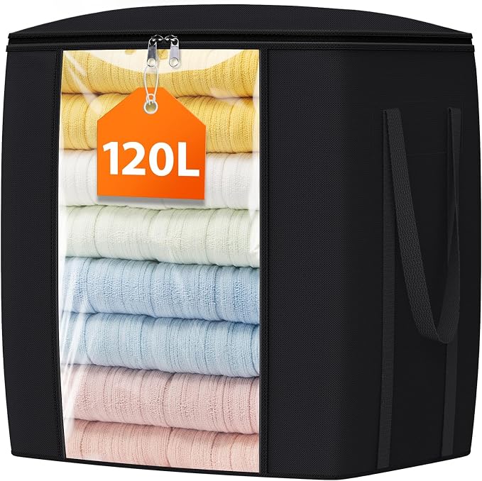120L Extra Large Clothes Storage Bags, Foldable Blanket Storage and Organization by Unknown