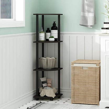 Furinno TURN-N-TUBE Corner Shelf, 4-Tier Corner Bookshelf, Display Storage - Image 2