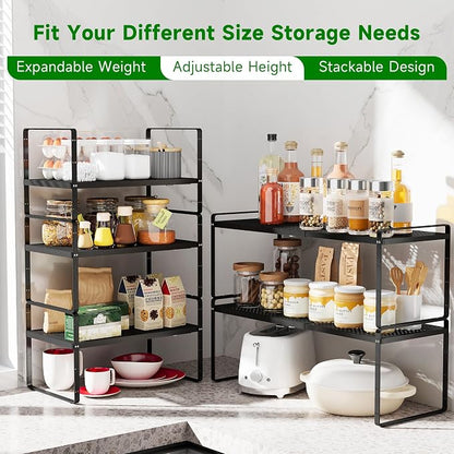 Expandable Kitchen Cabinet Shelf Organizer Rack Heavy Duty Metal Spice Rack - Image 3