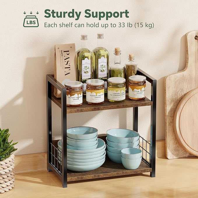 Simple Trending Countertop Shelf Organizer, 2 Tier Kitchen Spice Rack, Coffee - Image 4
