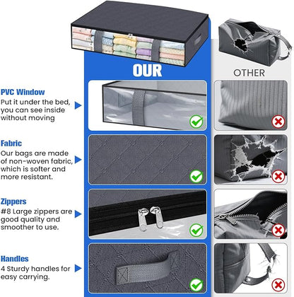 Under Bed Storage Containers, 4 Pack Blanket Storage Bags, Collapsible Storage - Image 6