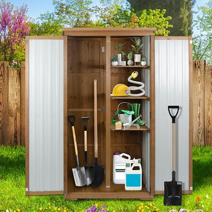Ketive Outdoor Storage Cabinet, Tall Tool Garden Cabinet - Image 9