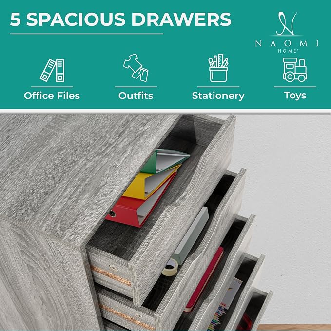 5-Drawer Rolling Storage Cart Organizer - Image 6