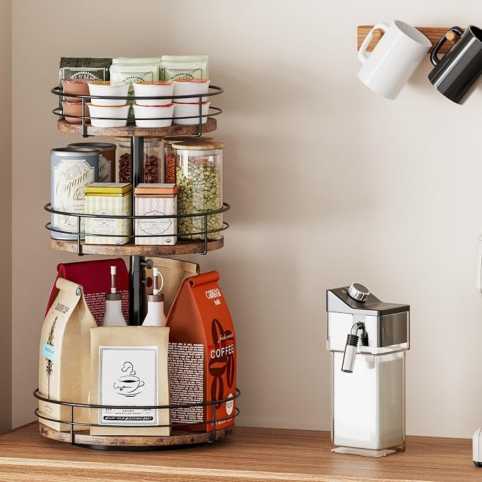 3 Tier Lazy Susan Spice Rack Organizer 360° Rotating, - Image 4