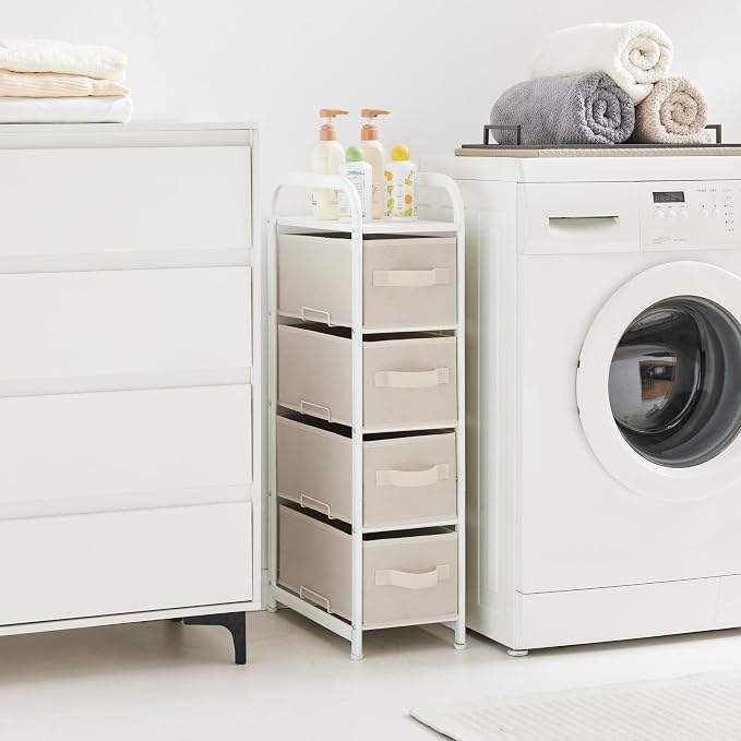 MAX Houser 4 Drawer Narrow Dresser Fabric Storage Tower Vertical Slim Storage - Image 2