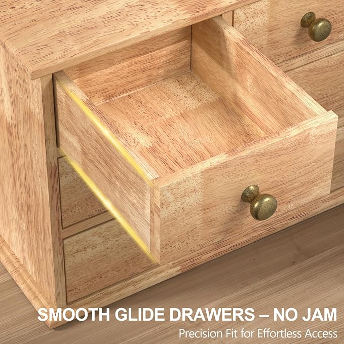 Oak Desk Organizer with Drawers, Durable Wooden Desktop Storage Box | 4 Drawer - Image 6