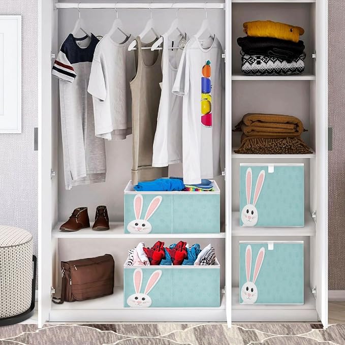 Blue Easter Rabbit Closet Organizers Storage Cubes Storage Bins Shelf Baskets - Image 7