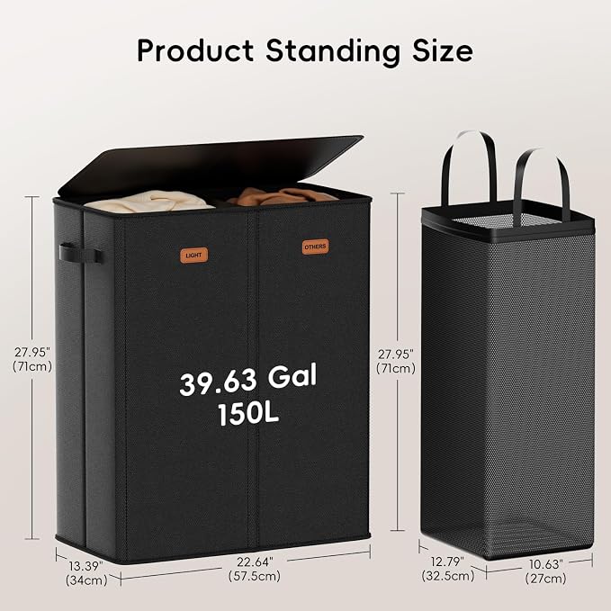 150L Double Laundry Hamper - Image 6