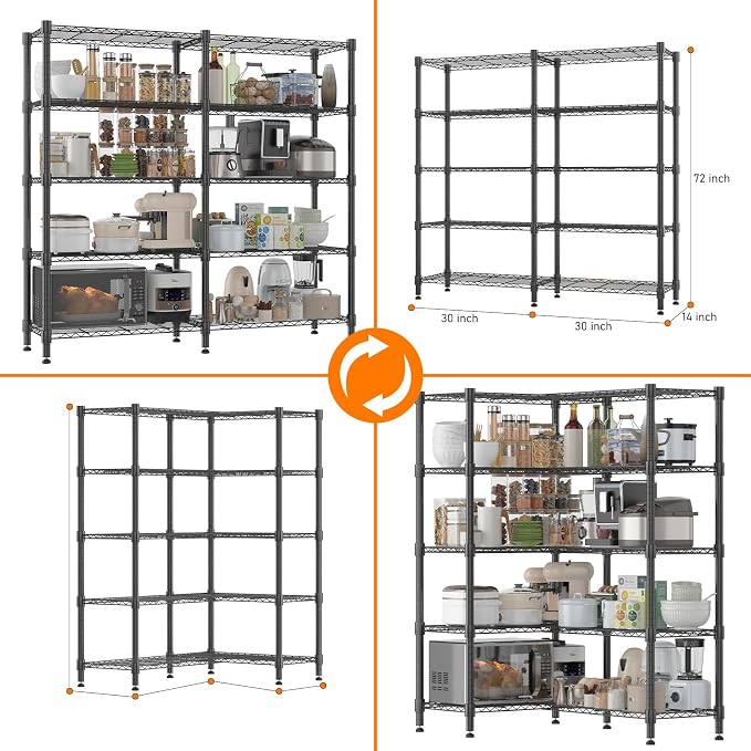 Homdox 5 Tier Storage Shelves Wire Shelving Unit Metal Shelves - Image 3