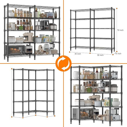 Homdox 5 Tier Storage Shelves Wire Shelving Unit Metal Shelves - Image 3