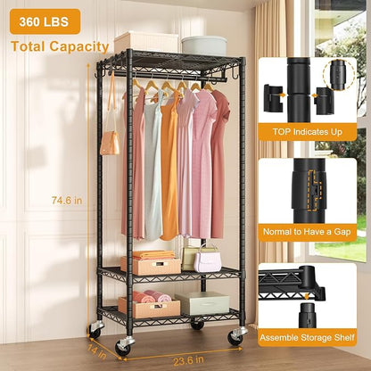 FUTASSI P6 Mini Rolling Clothes Rack Heavy Duty, Clothing Racks - Image 6