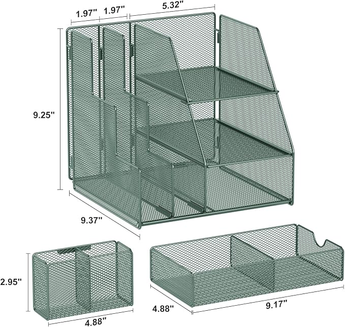 Marbrasse Desk Organizer and Accessories, 3-Tier File Organizer - Image 2