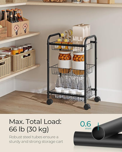 SONGMICS 3-Tier Metal Rolling Cart on Wheels - Image 3