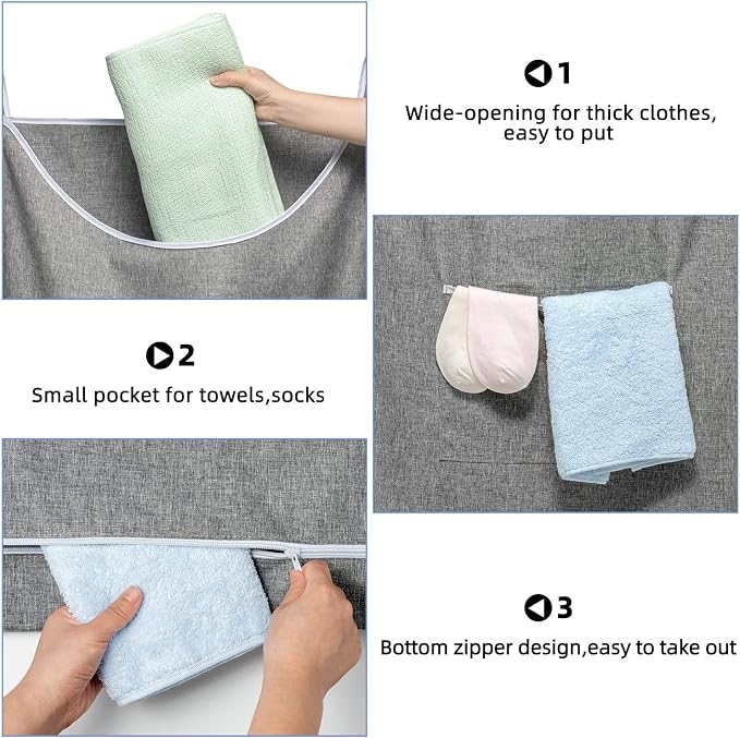 SAVERHO X-Large Door Hanging Hamper Bag, 2 Pack Large Capacity Hanging Laundry - Image 6