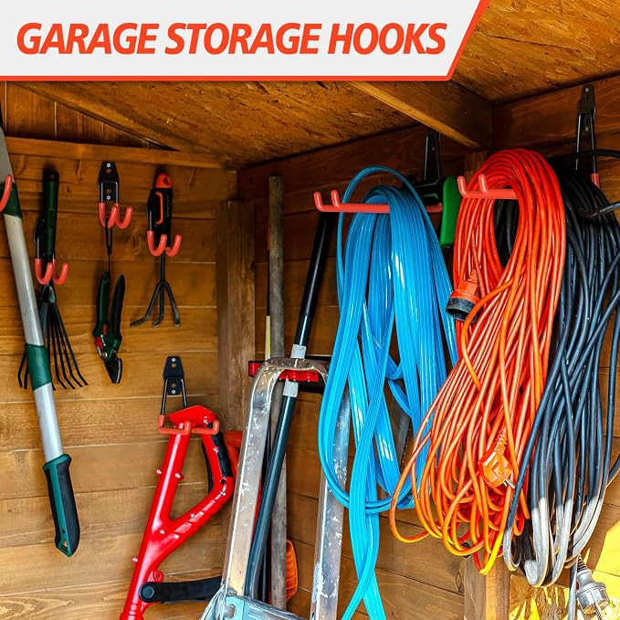 20 Pack Heavy Duty Garage Hooks, Solid Steel Wall Mount Hangers, - Image 6