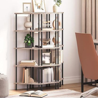 HOOBRO Corner Shelf Stand, Industrial 5-Tier Corner Bookshelf - Image 5