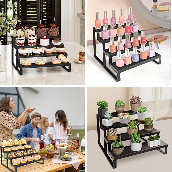 Wood Cologne Organizer for Men, 12 Inch 4 Tier Cologne Stand Waterproof Perfume - Image 7