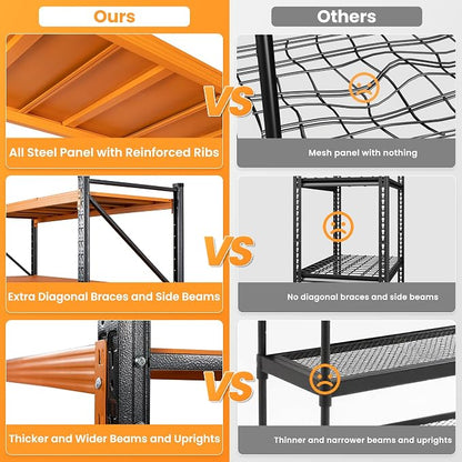 60" Wide Garage Shelving Heavy Duty, 4 Tier Tall Steel Industrial Shelving - Image 8