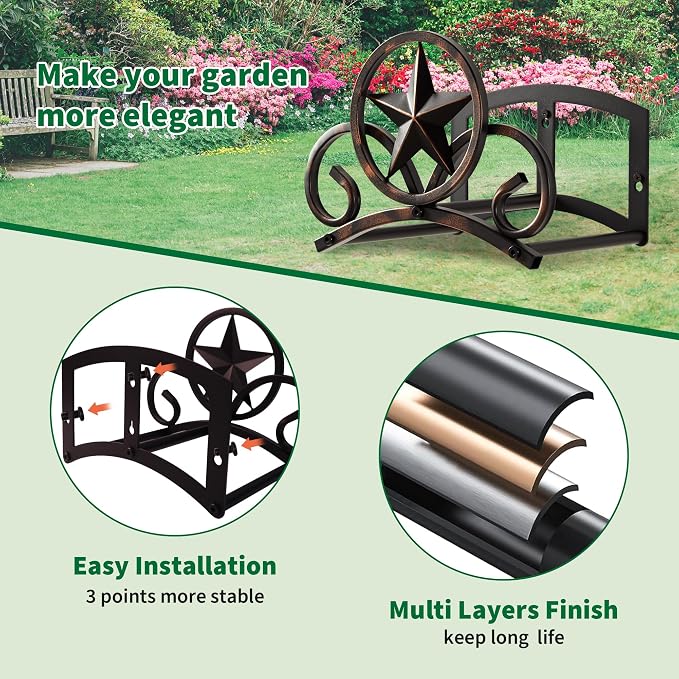 Garden Hose Holder Wall Mounted Decorative, Heavy Duty Metal Hose Hanger - Image 4