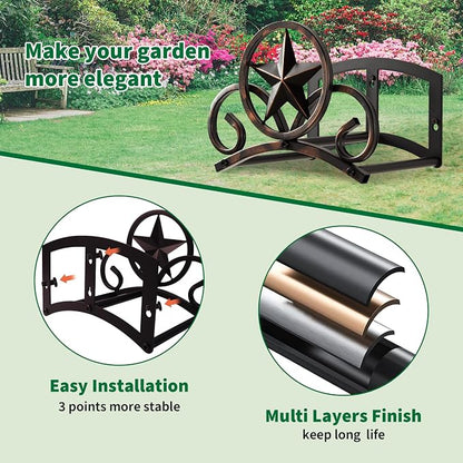 Garden Hose Holder Wall Mounted Decorative, Heavy Duty Metal Hose Hanger - Image 4
