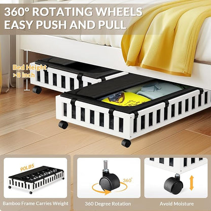 2 Pack Bamboo Under Bed Storage - Image 4