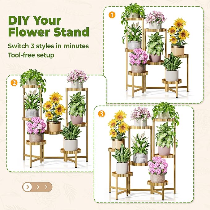 7 Tier Large Tiered Plant Stand Indoor, 7.9 Inch Wide Tall Corner Metal Plant - Image 4
