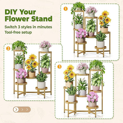 7 Tier Large Tiered Plant Stand Indoor, 7.9 Inch Wide Tall Corner Metal Plant - Image 4