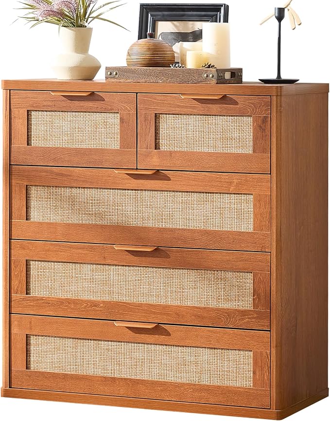 LEYAOYAO Rattan Dresser for Bedroom Set of 2, 33.5" Tall Chest of Drawers by LEYAOYAO-Findtheshiningpointofyourideallife%EF%BC%81