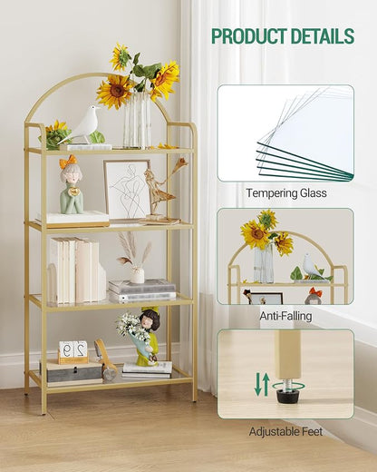 Hzuaneri Bookcase Bookshelf, Tempered Glass Bookshelves | Slim Shelving Unit - Image 3