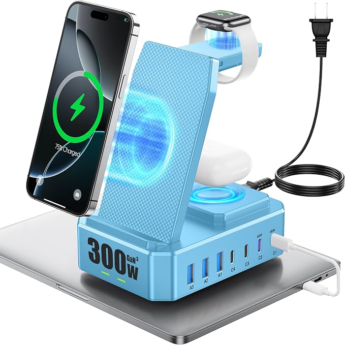 300W Charging Station for Multiple Devices Apple, Zutspzss 10 in 1 Wireless by Zutspzss