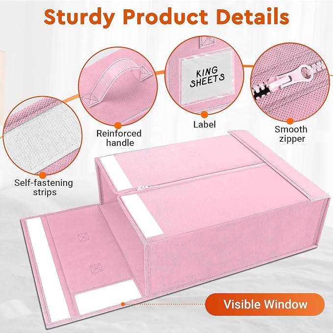 StorageTastic 4 Pack Bed Sheet Closet Organizers and Storage, Sturdy Foldable - Image 5