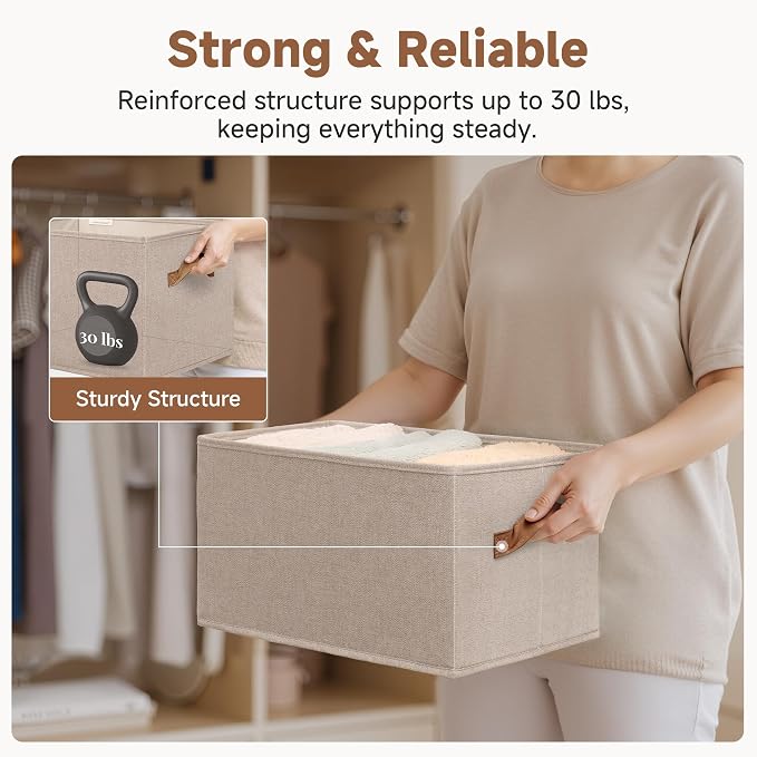 SroageWorks Storage Baskets for Shelves, Foldable Fabric Closet Storage Bins - Image 5