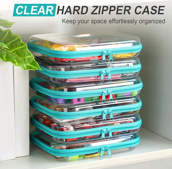 Sanwuta 6 Pcs Clear Hard Zipper Case Hard Plastic Zipper Pouches Transparent - Image 5