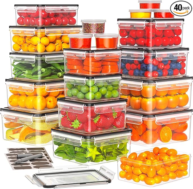 TOPCHASE 40 PCS Food Storage Containers by TOPCHASE