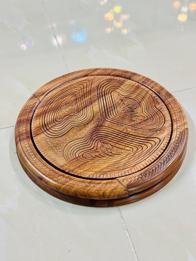 Handmade 12″ Collapsible Wooden Basket, 3-Compartment Angel Wings Design in - Image 5