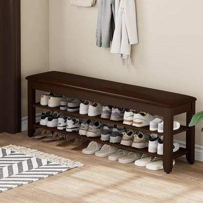 Homleke 2-Tier Solid Wood Shoe Rack Bench - Image 9