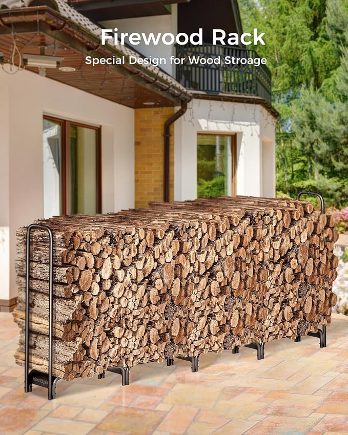Firewood Rack, 8ft Heavy Duty Fire Wood Storage Racks - Image 4