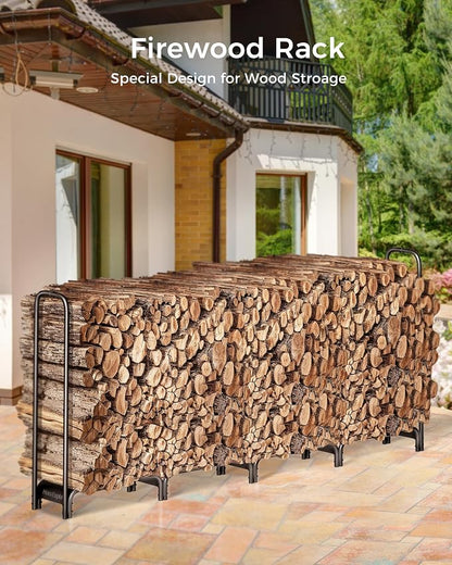 Firewood Rack, 8ft Heavy Duty Fire Wood Storage Racks - Image 4