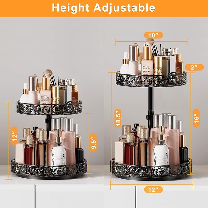 Two Tier Lazy Susan Organizer Turntable Height Adjustable, 2 Tier Lazy Susan 12 - Image 3